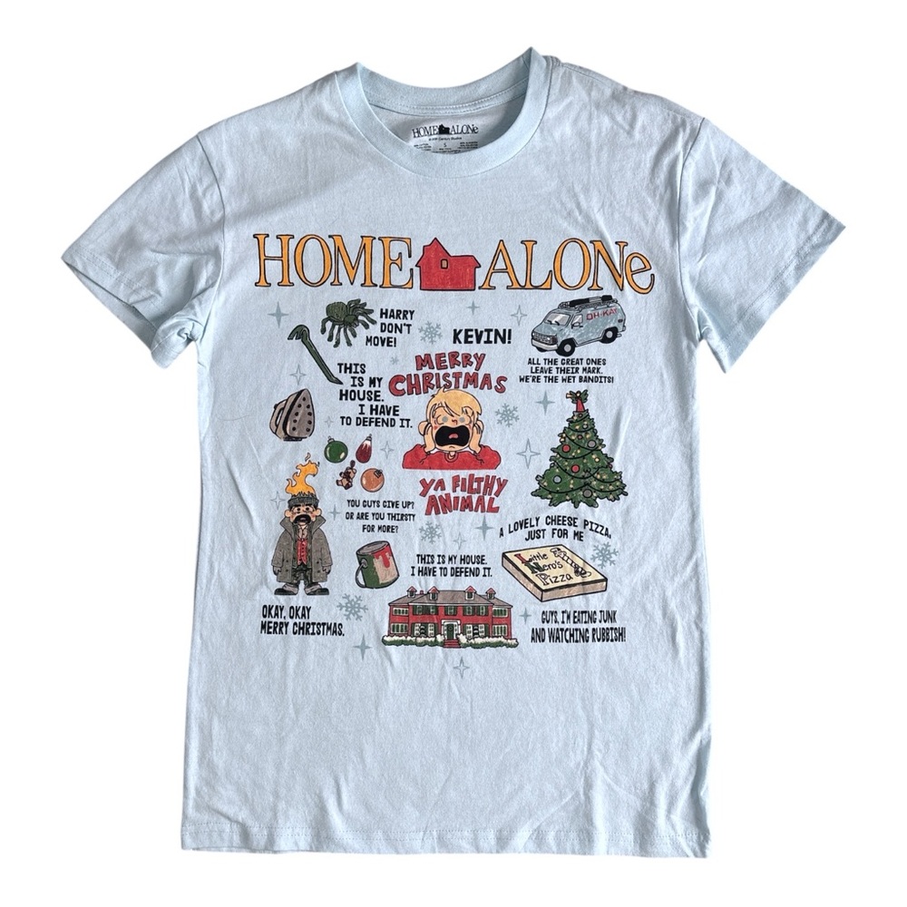 Home Alone Graphic Tshirt, Blue, Size Small